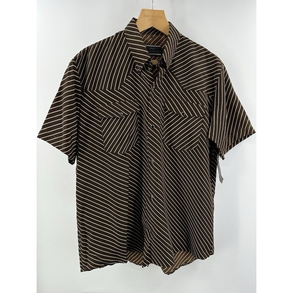 Sergio Vadducci 90’s Western Rodeo Short Sleeve Pearl Button Strip Shirt Size L